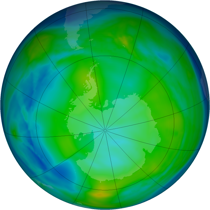 Antarctic ozone map for 05 July 2006